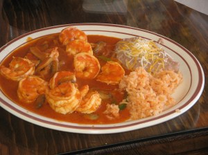 Shrimp rancheros plate